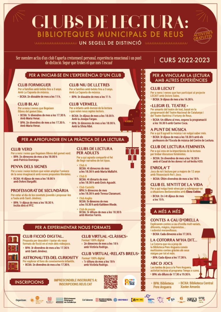 Cartell de totes les propostes de clubs per al curs 22-23