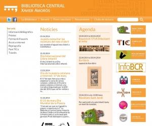 Captura de pantalla del nou web de la Biblioteca Central de Reus Xavier Amoròs