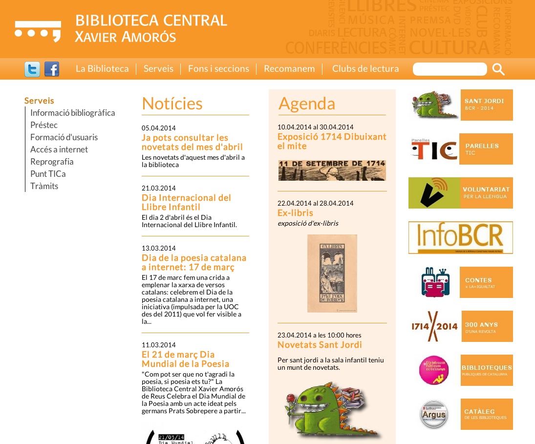 La Biblioteca Central de Reus (BCR) estrena web per Sant Jordi
