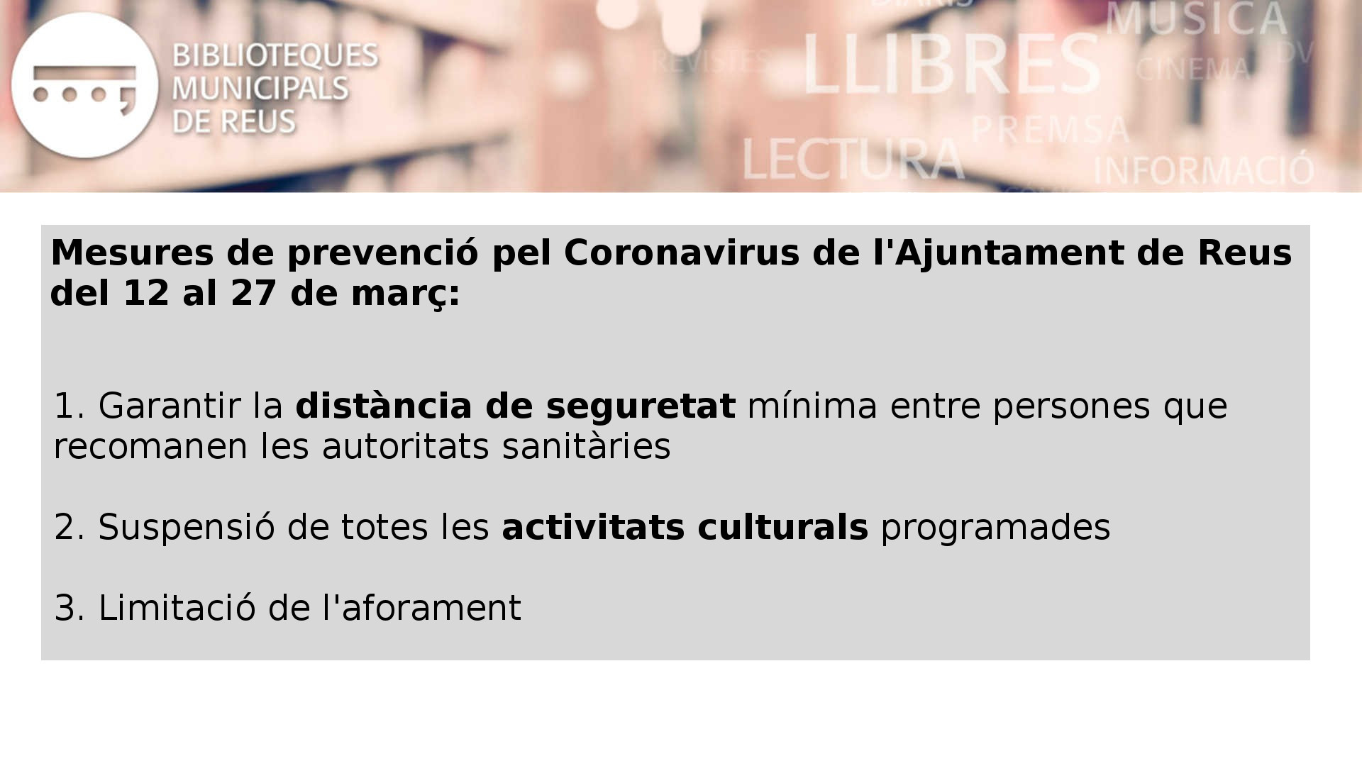 Mesures Coronavirus