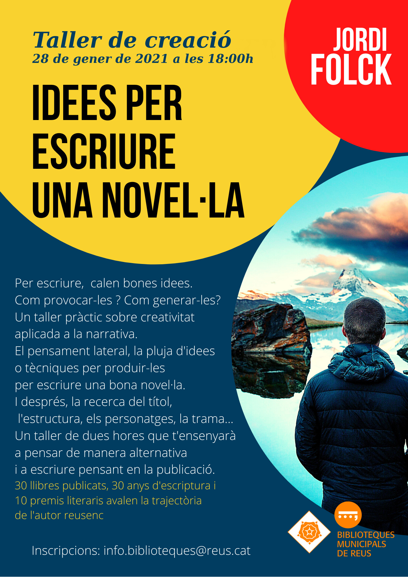 Les biblioteques municipals de Reus organitzen el taller "Idees per escriure una novel·la" amb Jordi Folck