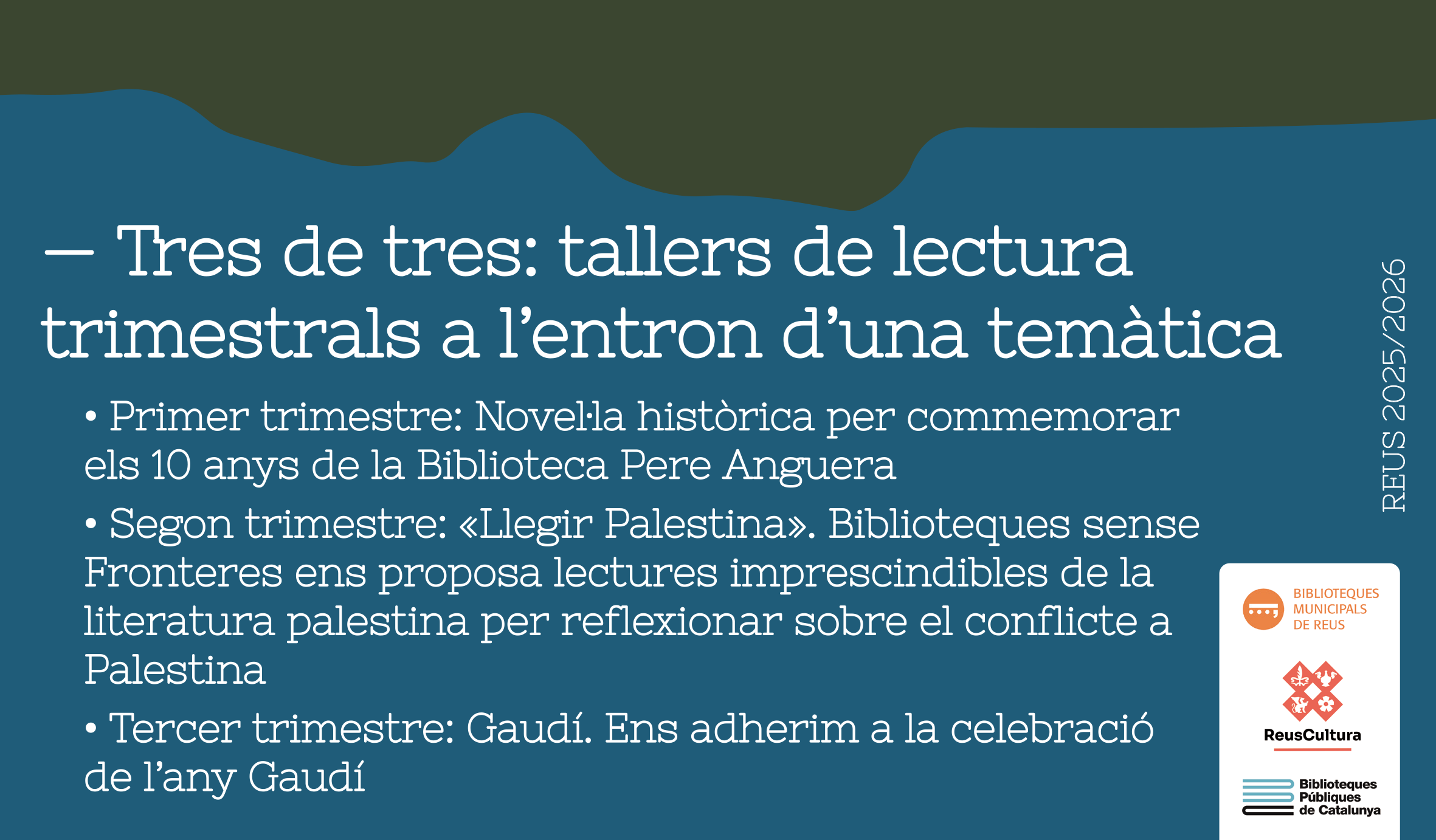 Tres de tres: nou cicle de club de lectura trimestral