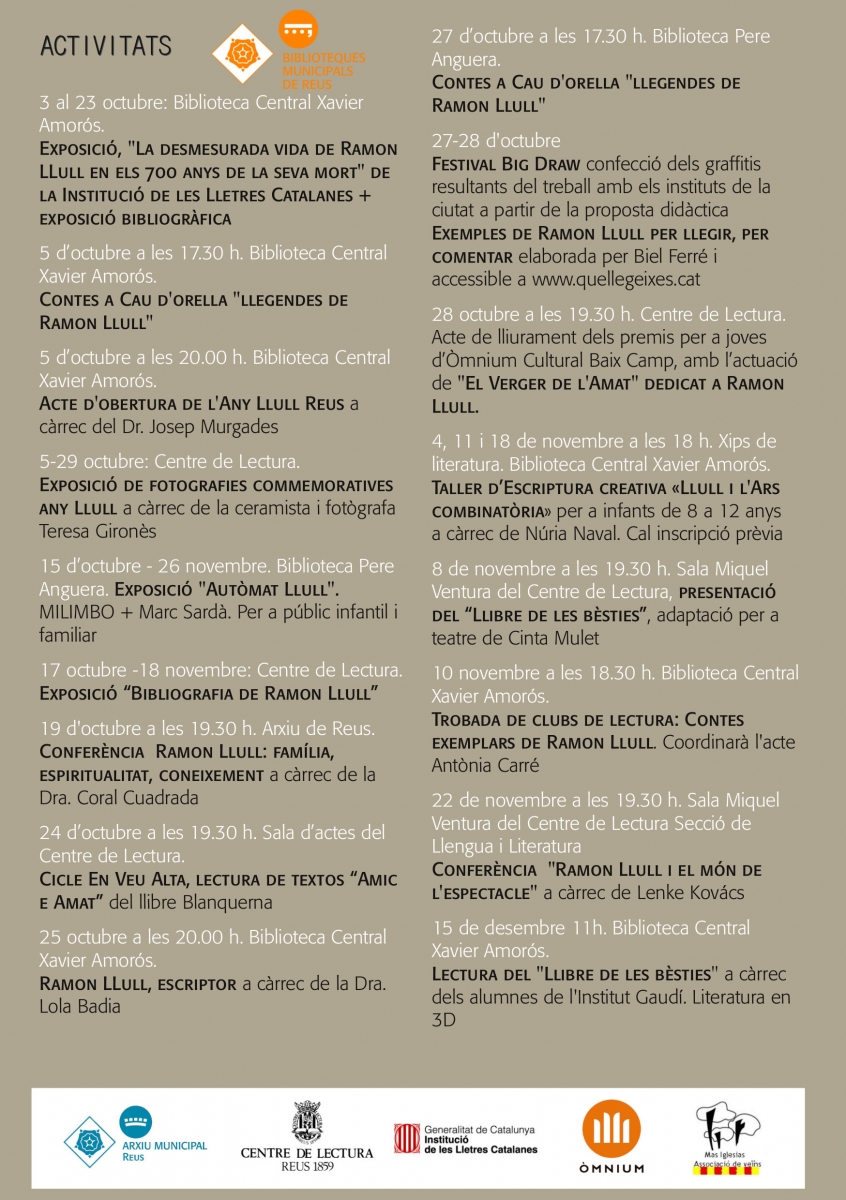 Activitats Any Llull Reus