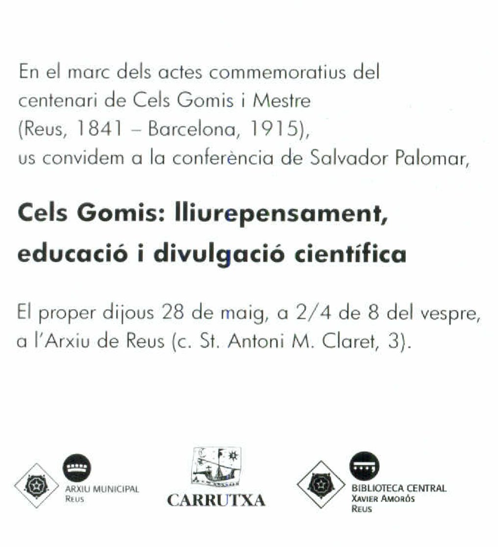 Dues activitats a l'arxiu del cicle conjunt sobre Cels Gomis