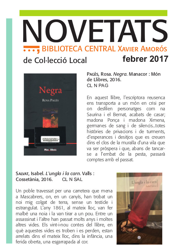 Novetats de Col·lecció Local 2014-2017