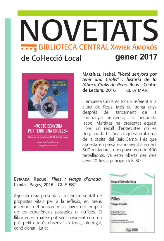 Novetats de Col·lecció Local 2014-2017