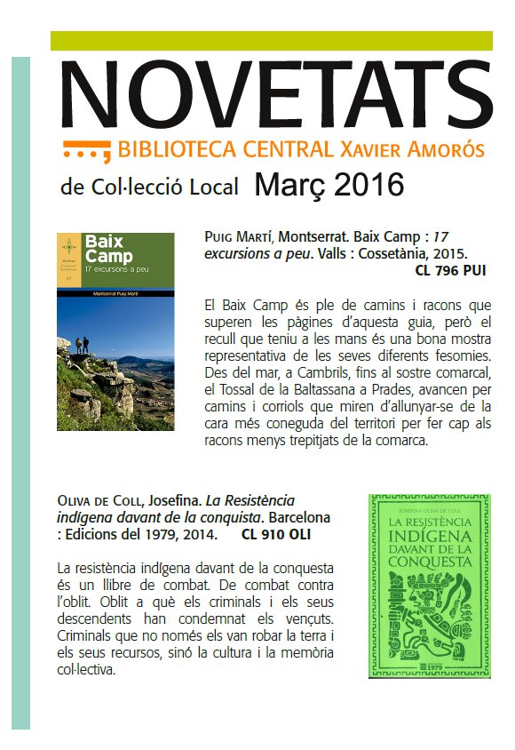 Novetats de Col·lecció Local 2014-2017
