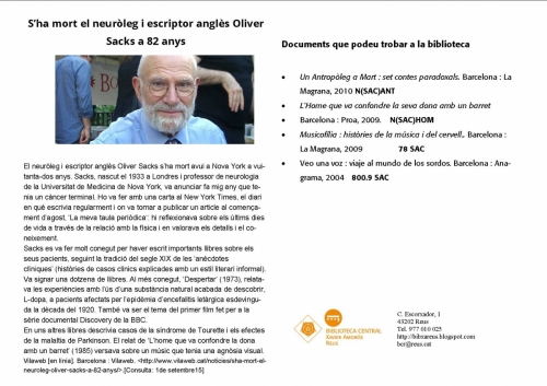 S’ha mort el neuròleg i escriptor anglès Oliver Sacks a 82 anys