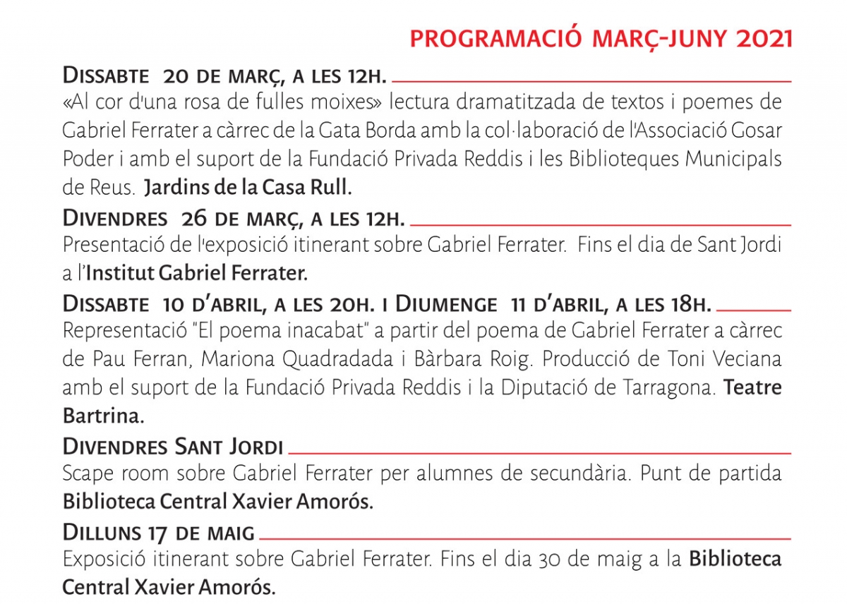 Programa pròleg any Gabriel Ferrater