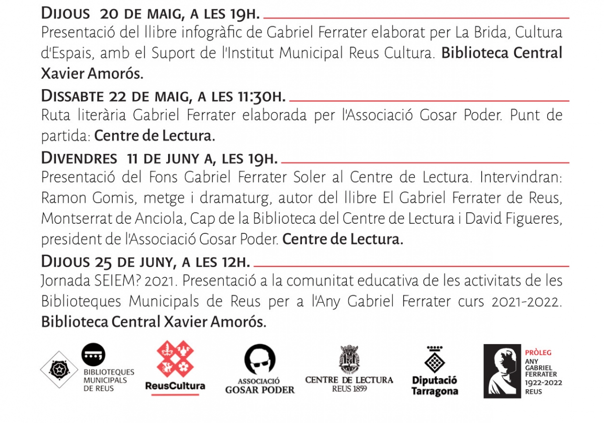 Programa pròleg any Gabriel Ferrater