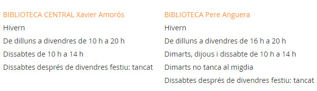 Horari d'hivern