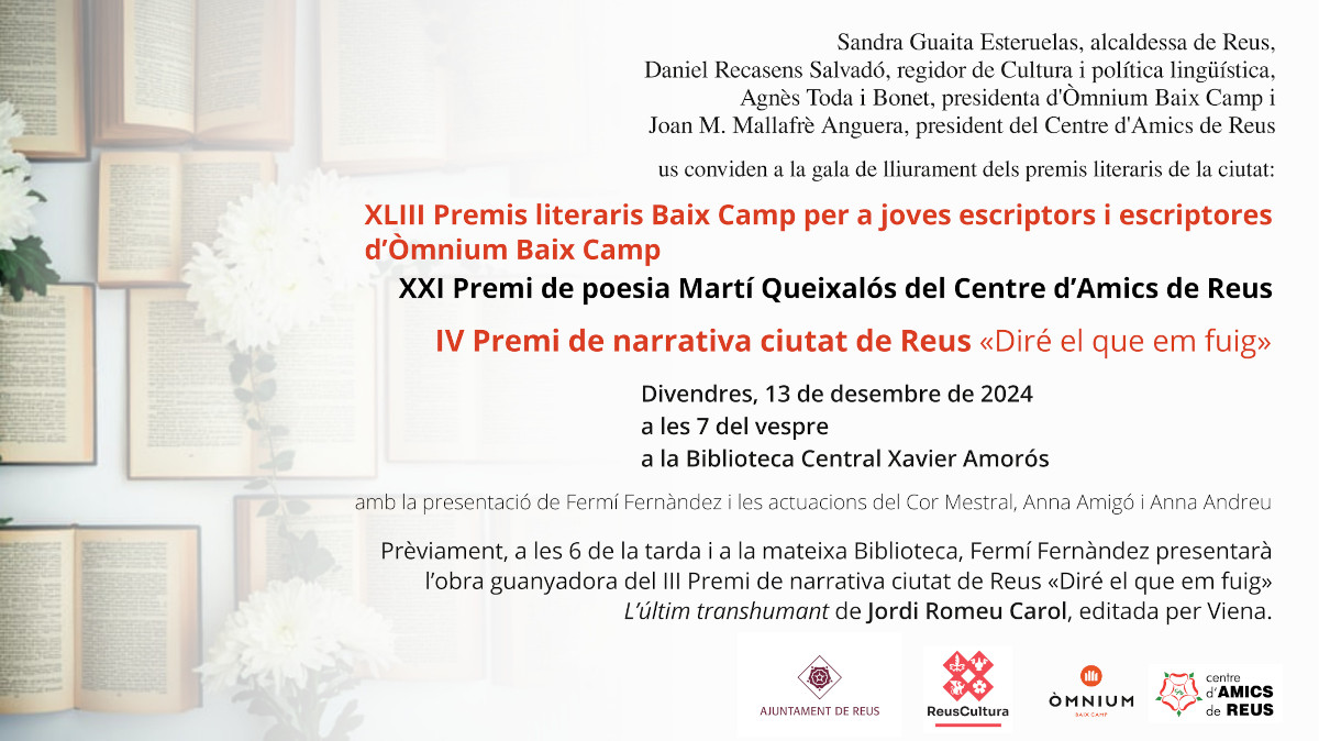 La Biblioteca Central Xavier Amorós acull la nit de la literatura reusenca amb el lliurament de diversos premis