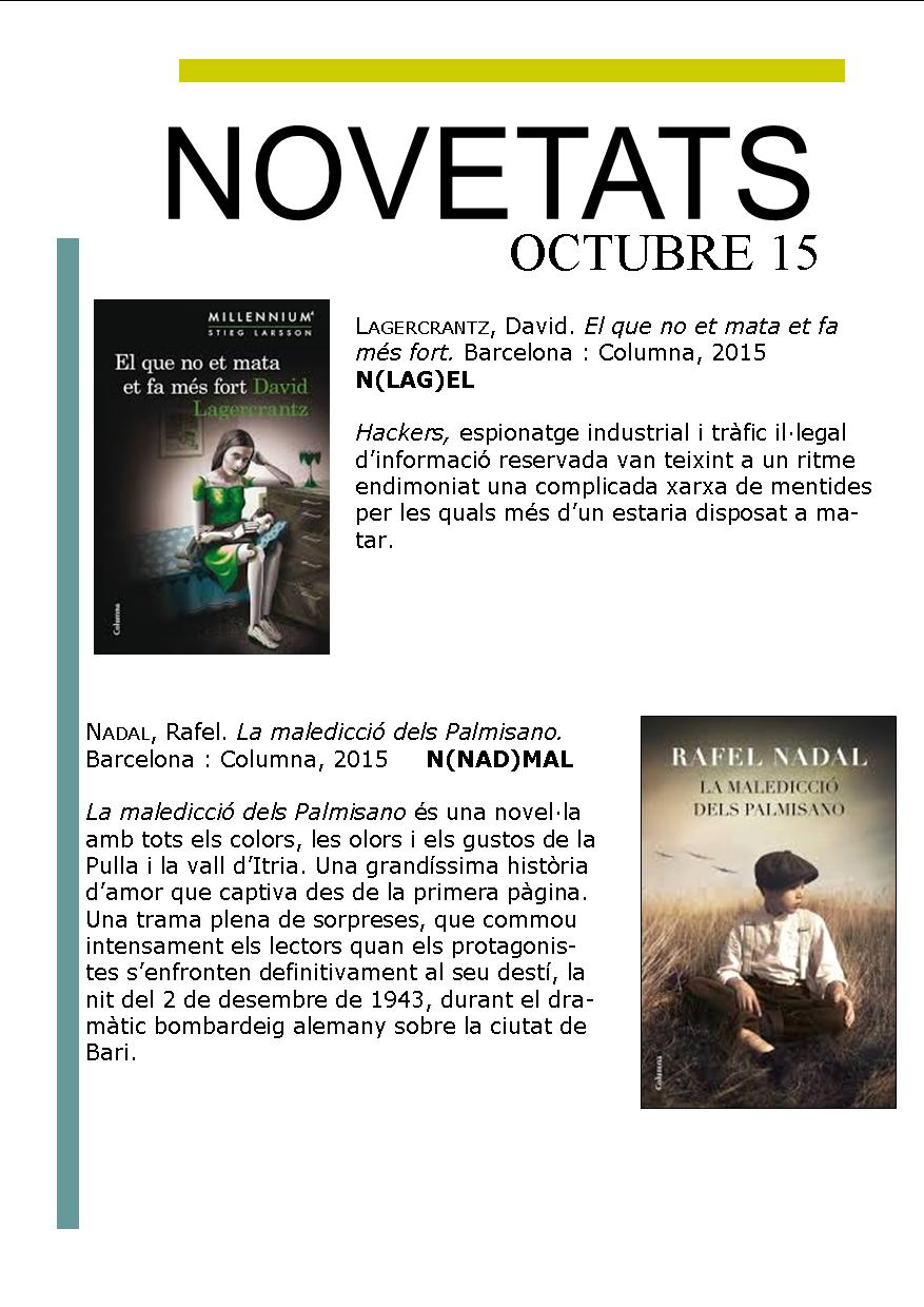 Novetats generals octubre 2015