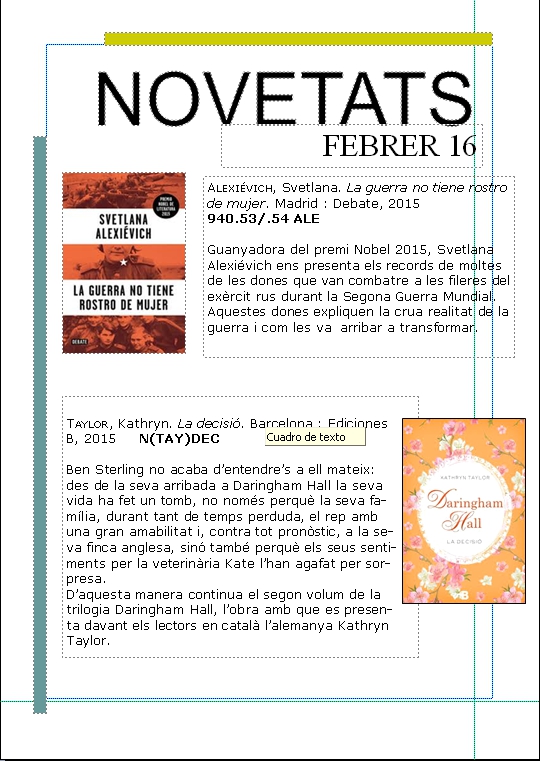 Ja podeu consultar les novetats del mes de febrer