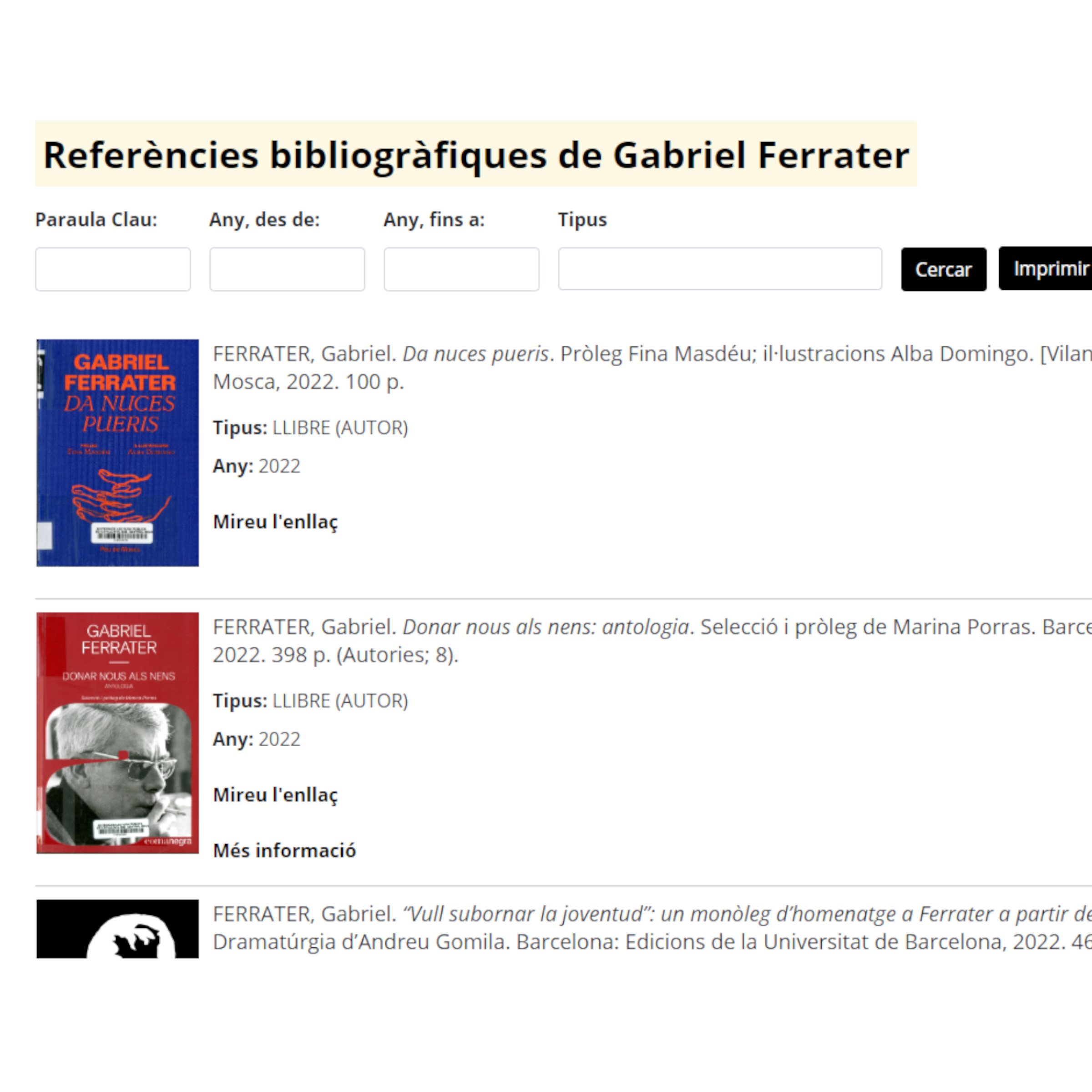 Bibliografia en línia de Gabriel Ferrater